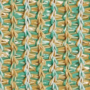 Three color turquoise beige white HDPE shade net mesh close-up texture