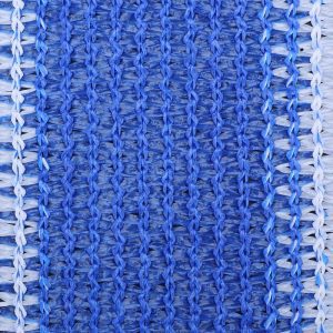 Blue white HDPE shade net mesh close-up texture