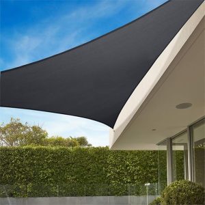 Triangular black shade sail